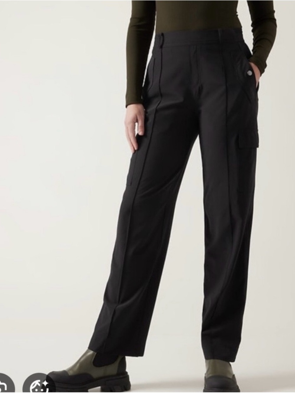 ATHLETA Vienna Cargo Pant Straight Leg  Black Pants Size 0